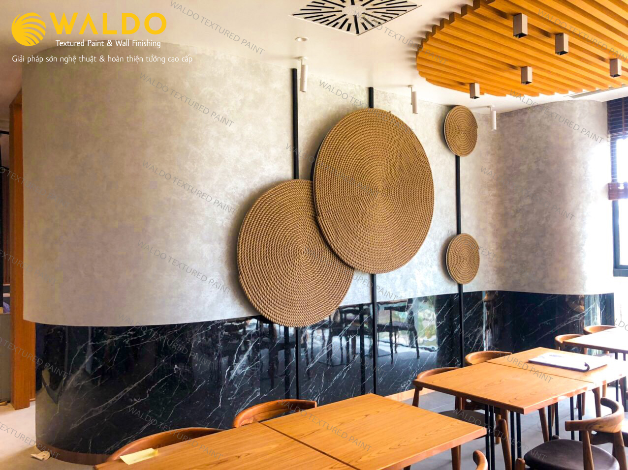Sơn hiệu ứng thi công tốt trên bề mặt cong, vòm
Nguồn: Hình ảnh thi công thực tế bởi Waldo tại dự án Bệnh viện Hồng Ngọc - Hà Nội
