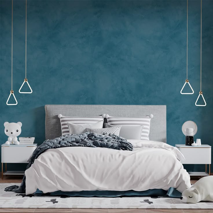 Sơn hiệu ứng màu xanh giúp không gian yên tĩnh và cải thiện chất lượng giấc ngủ
Nguồn: Pinterest